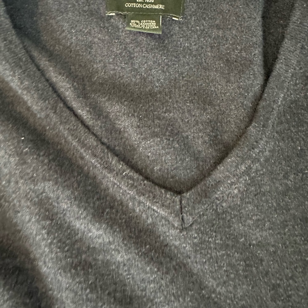 Eddie Bauer Mens Size Xxl V-neck Sweater Cotton Cashmere Grey Long Sleeve - Picture 3 of 6